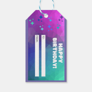 Etiqueta de Presente de Aniversário Feliz (Roxo)