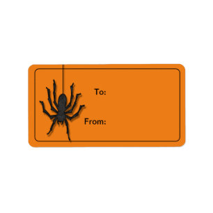 Etiqueta de Presente de Aranha do Halloween Laranj