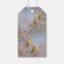 Etiqueta de presente de ave amarela