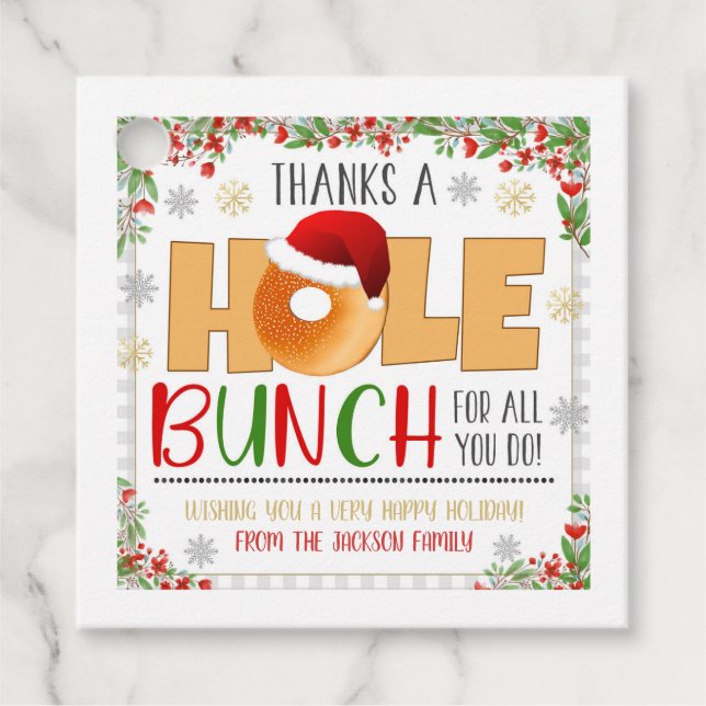 Etiqueta de Presente de Bagel de Natal (Frente)