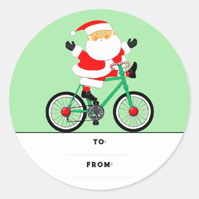 Etiqueta de Presente de Bicicleta de Natal Adesivo (Frente)