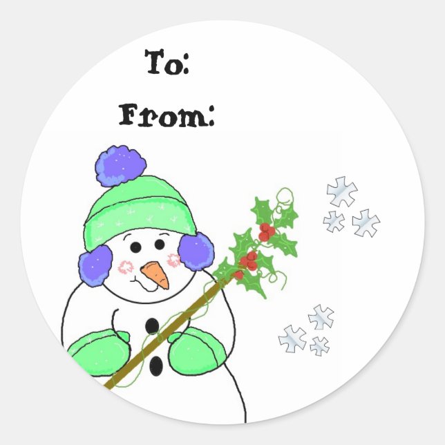 Etiqueta de Presente de Boneco de Neve Legal (Frente)