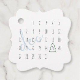 Etiqueta de Presente de Calendário de Natal de Dez