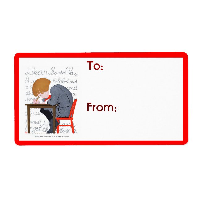 Etiqueta de presente de carta de Natal (Frente)