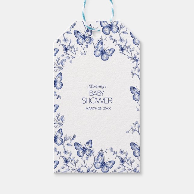 Etiqueta de Presente de Chá de fraldas de Borbolet (Frente)