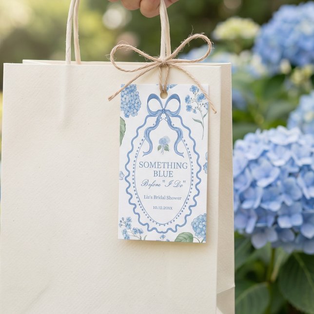 Etiqueta de Presente de Chá de Noiva com Hortênsia (blue hydrangea gift tag)