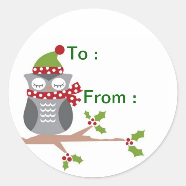 Etiqueta de presente de coruja (Frente)