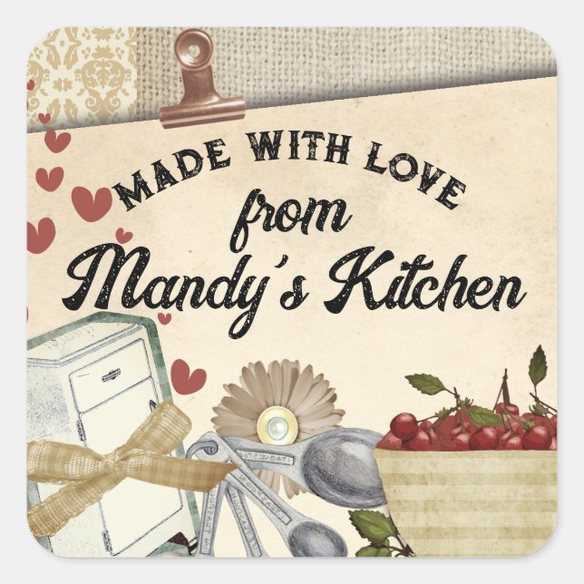 etiqueta de presente de cozinhar de cereja chique (Frente)