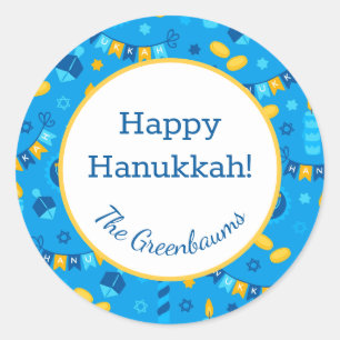 Etiqueta de Presente de Dreidels de Hanukkah