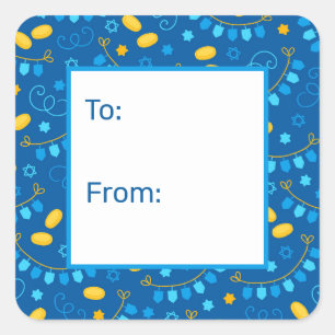 Etiqueta de Presente de Dreidels de Hanukkah