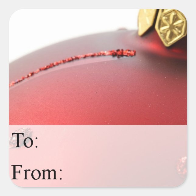 Etiqueta de presente de Enfeites de natal vermelho (Frente)