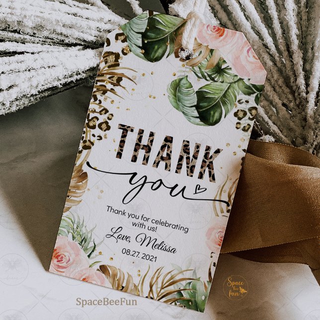 Etiqueta de presente de estampa de leopardo Safari (safari leopard favor tags, jungle theme favor tags, leopard print birthday tags, animal print favor )