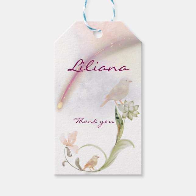 Etiqueta de presente de estrela cadente celestial (Frente)