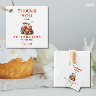 Etiqueta de Presente de Favor do Trator Vermelho P