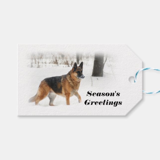 Etiqueta de presente de feriado de german shepherd (Frente (horizontal))