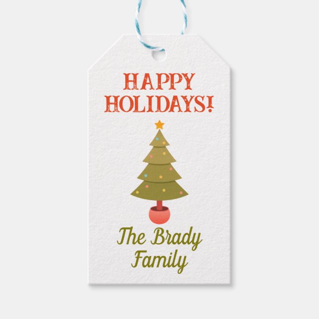 Etiqueta de presente de feriado personalizado (Frente)