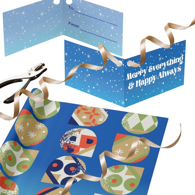 Etiqueta de Presente de Férias Alegre Tudo & Feliz (This listing is for the gift card, wrapping paper is sold separately as part of same collection.)