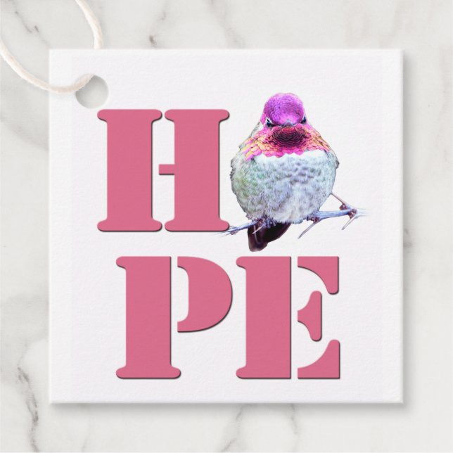 Etiqueta de Presente de Foto HOPE, Pink Hummingbir (Frente)