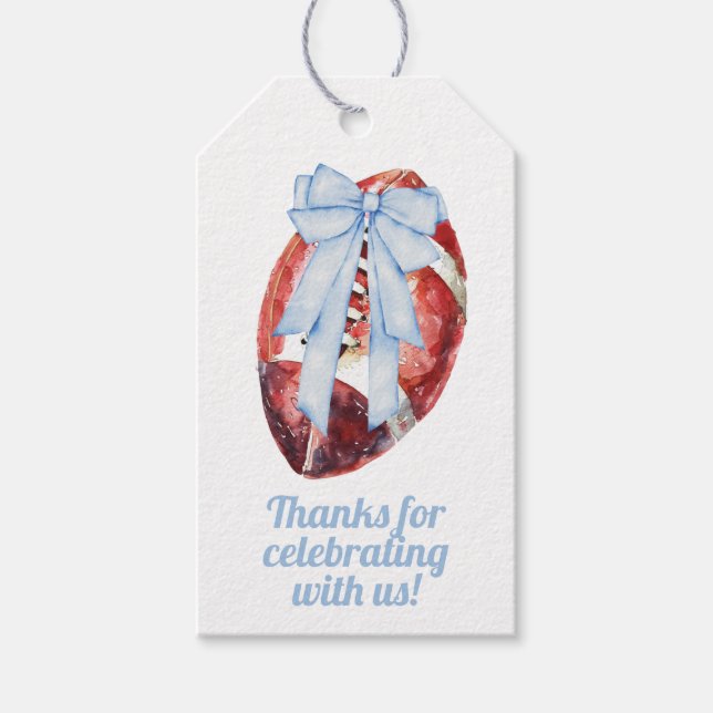 Etiqueta de Presente de Futebol Blue & White Water (Frente)