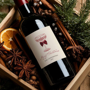 Etiqueta de Presente de Garrafa de Vinho Feliz Nat