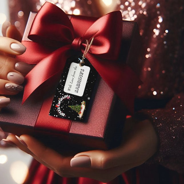 Etiqueta de presente de Grafite de Natal Preto Mod (Criador carregado)