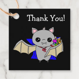 Etiqueta de presente de Halloween, Bat segurando d