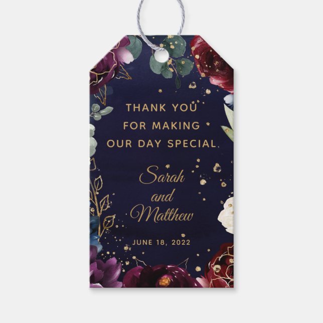 Etiqueta de Presente de Marinho Burgundy (Frente)