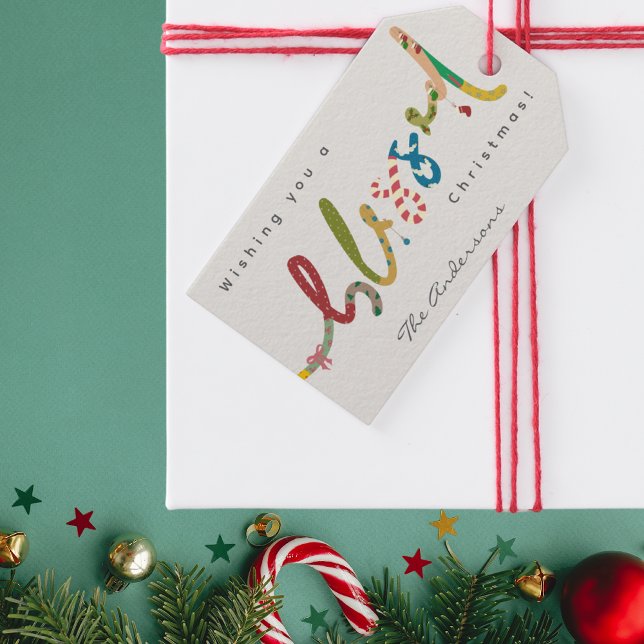 Etiqueta de presente de Natal abençoada e pintada (Criador carregado)