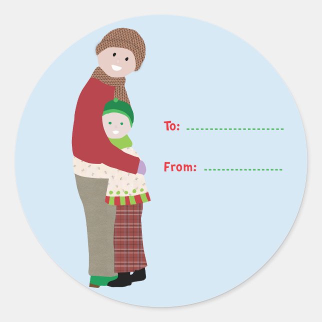 Etiqueta de Presente de Natal Adesivo Redondo Um A (Frente)