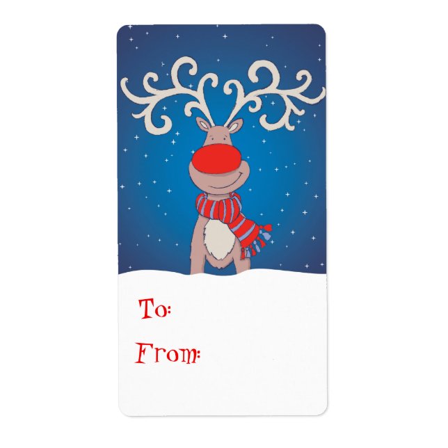 Etiqueta de presente de Natal azul (de e para) (Frente)