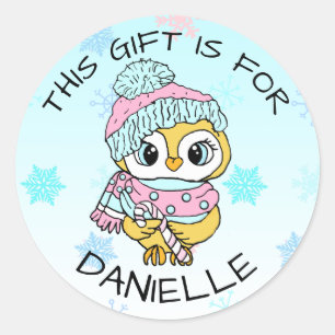 Etiqueta de presente de Natal com Pinguim desenhad