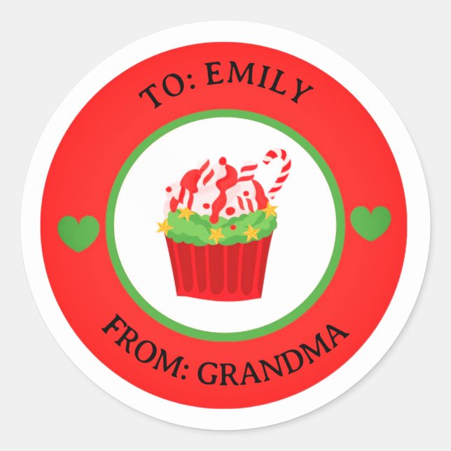 Etiqueta de presente de Natal - Cupcake para e de  (Frente)