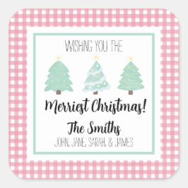 Etiqueta de presente de Natal da família das árvor