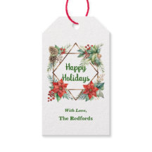 Etiqueta de presente de Natal da Poinsettia em Bra