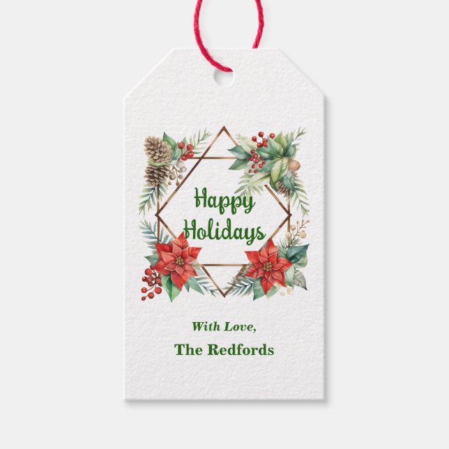 Etiqueta de presente de Natal da Poinsettia em Bra (Frente)