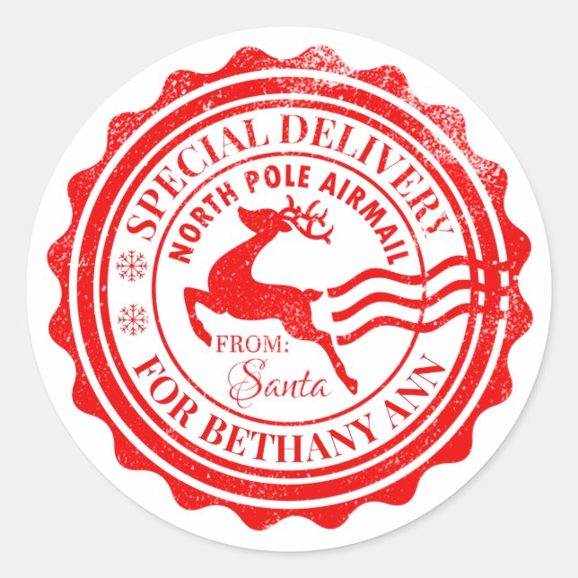 Etiqueta de presente de Natal de entrega especial  (Frente)