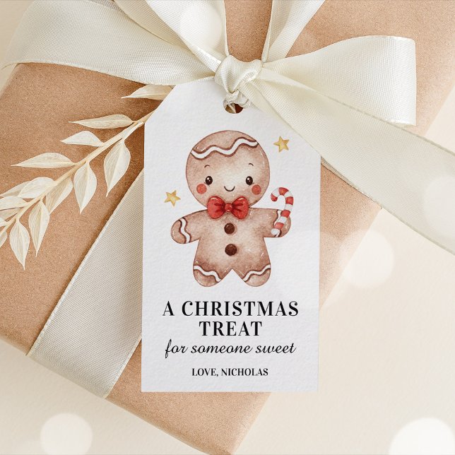 Etiqueta de Presente de Natal do Homem de Biscoito (Gingerbread Man Holiday Gift Tag)