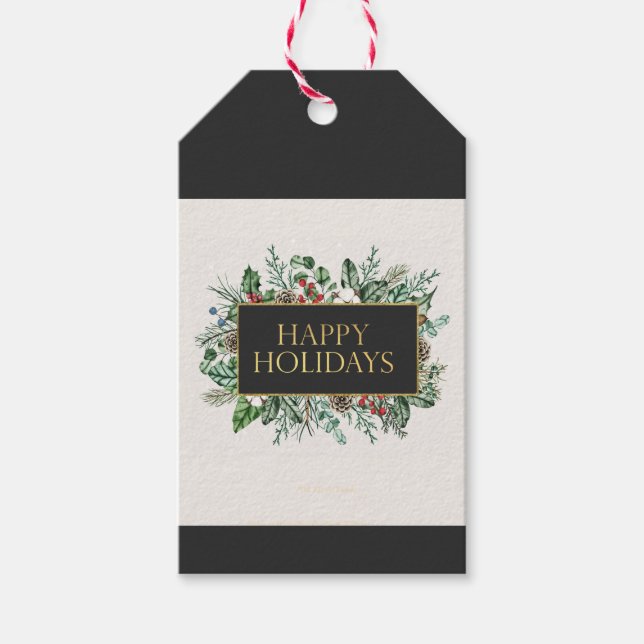 Etiqueta de presente de Natal Elegante Greenery (Frente)