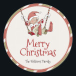 Etiqueta de Presente de Natal Elf<br><div class="desc">Elf Natal Gift Tag Sticker - Este pequeno elfo está à espera da grande diversão de Natal. As aquarelas brancas e a tipografia sazonal complementam a design. Personalize este belo design de elfo com seus detalhes fácil e rapidamente. Pressione o botão personalizar para reorganizar e formatar o estilo e a...</div>