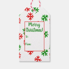 Etiqueta de Presente de Natal em Floco de Neve Ver