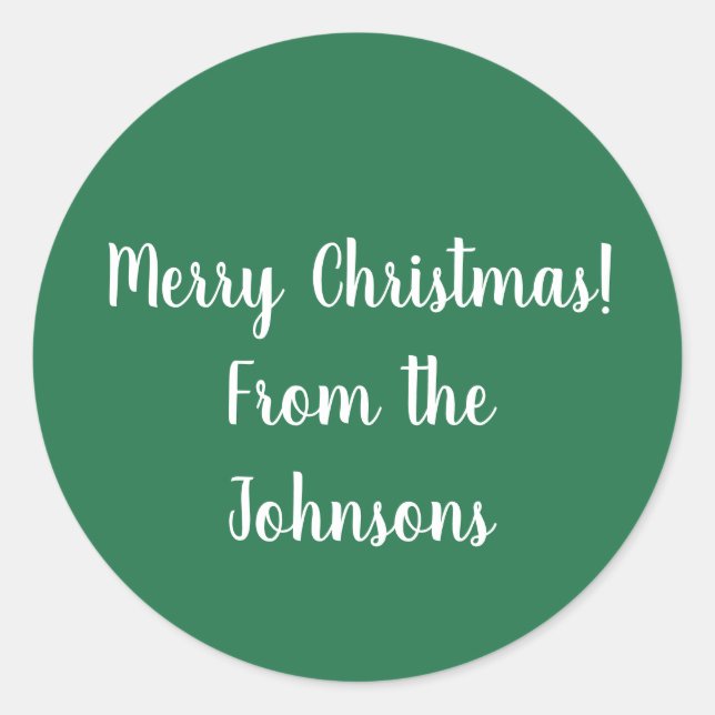 Etiqueta de Presente de Natal Família Nome Verde (Frente)