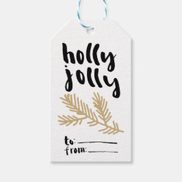 Etiqueta de Presente de Natal Holly Jolly com Galh