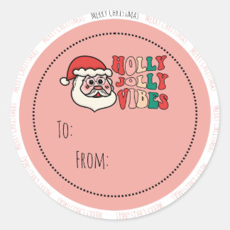 Etiqueta de presente de Natal Holly Jolly Vibes