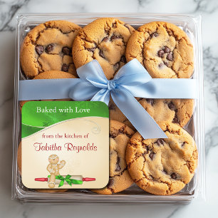 Etiqueta de Presente de Natal Homem de Biscoito