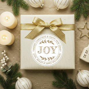 Etiqueta de presente de Natal JOY Gold Mensagem