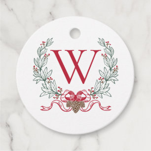 Etiqueta De Presente De Natal Monograma Wreath, Pr