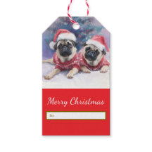 Etiqueta de presente de Natal para amantes de pug