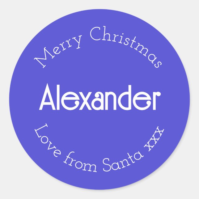 Etiqueta de Presente de Natal Personalizada Azul (Frente)
