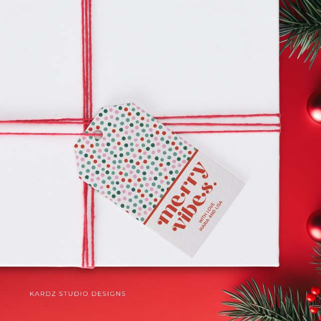 Etiqueta de presente de Natal Personalizado (Personalize these fun and modern gift tags for your holiday gift and give merry vibes to your family)