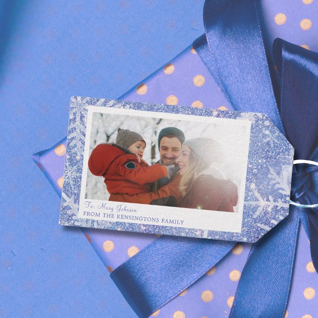 Etiqueta de Presente de Natal Personalizado da Fam (Personalized Family Photo Christmas Gift Tag)